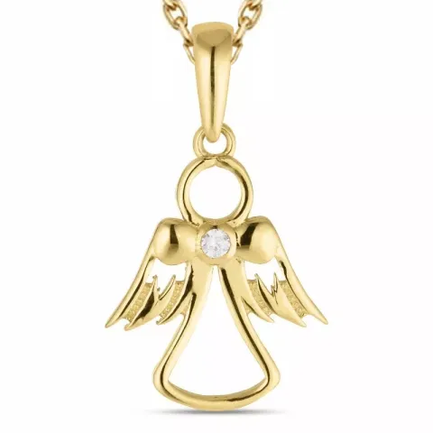 engel ketting in verguld sterlingzilver met hanger in 8 karaat goud
