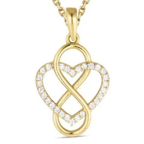 hart infinity zirkoon ketting in verguld sterlingzilver met hanger in 8 karaat goud