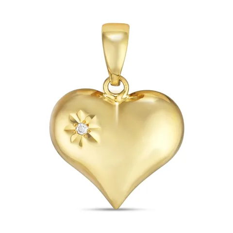 hart zirkoon hanger in 9 karaat goud