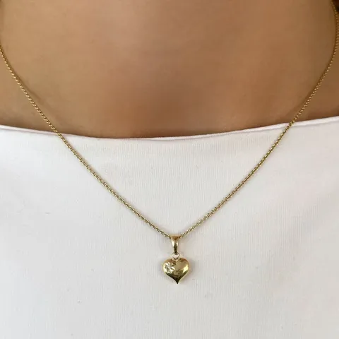 hart zirkoon ketting in verguld sterlingzilver met hanger in 9 karaat goud