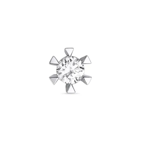 1 x 0,15 ct diamant solitaire oorbel in 14 karaat witgoud met diamant 