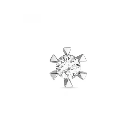 1 x 0,13 ct diamant solitaire oorbel in 14 karaat witgoud met diamant 
