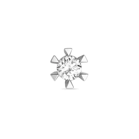 1 x 0,13 ct diamant solitaire oorbel in 14 karaat witgoud met diamant 