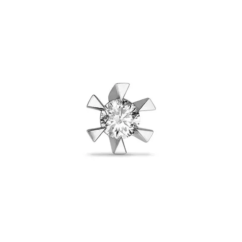 1 x 0,05 ct solitaire oorbel in 14 karaat witgoud met diamant 