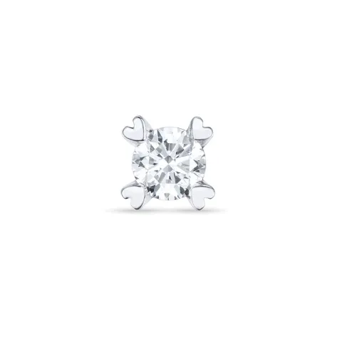 1 x 0,16 ct diamant solitaire oorbel in 14 karaat witgoud met diamant