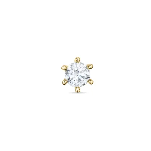 1 x 0,11 ct diamant solitaire oorbel in 14 karaat goud met diamant 