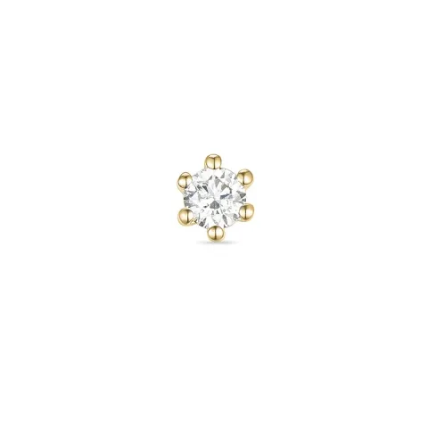 1 x 0,08 ct diamant solitaire oorbel in 14 karaat goud met diamant 
