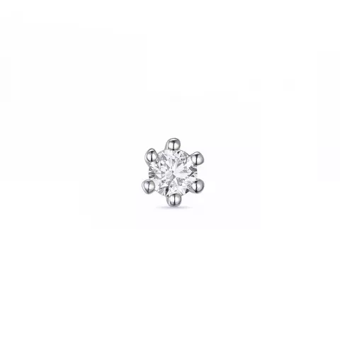 1 x 0,08 ct diamant solitaire oorbel in 14 karaat witgoud met diamant 