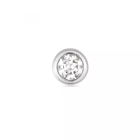 1 x 0,05 ct solitaire oorbel in 14 karaat witgoud met diamant 