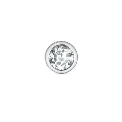 1 x 0,12 ct diamant solitaire oorbel in 14 karaat witgoud met diamant