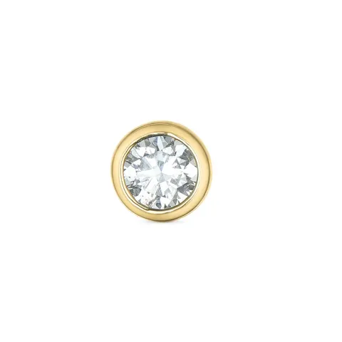 1 x 0,14 ct diamant solitaire oorbel in 14 karaat goud met diamant
