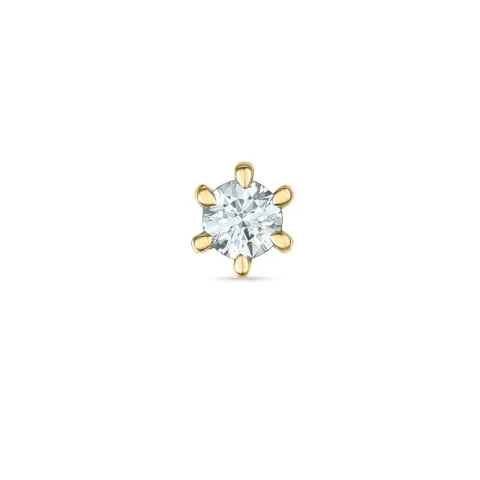 1 x 0,03 ct solitaire oorbel in 14 karaat goud met diamant 
