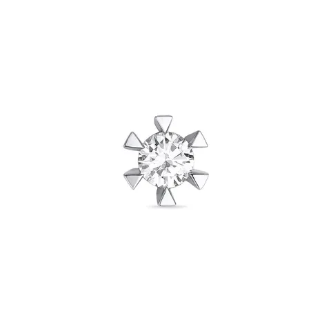 1 x 0,11 ct diamant solitaire oorbel in 14 karaat witgoud met diamant 