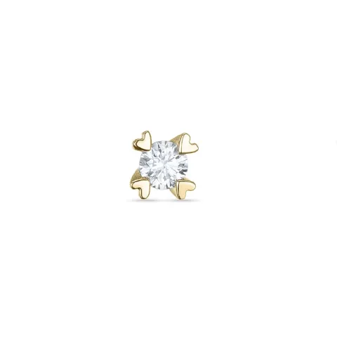 1 x 0,04 ct solitaire oorbel in 14 karaat goud met diamant 