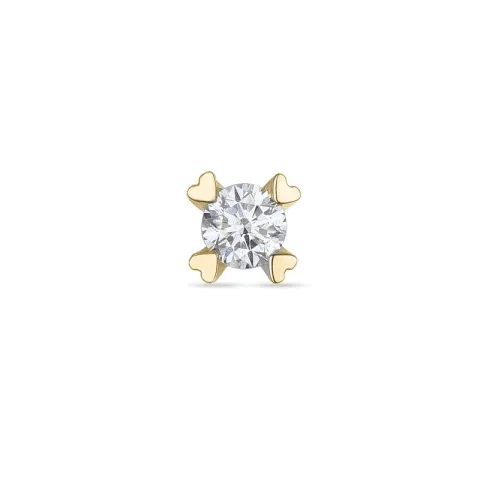 1 x 0,07 ct diamant solitaire oorbel in 14 karaat goud met diamant 