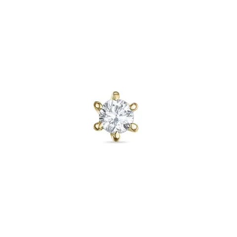 1 x 0,04 ct solitaire oorbel in 14 karaat goud met diamant 