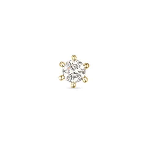 1 x 0,05 ct solitaire oorbel in 14 karaat goud met diamant 