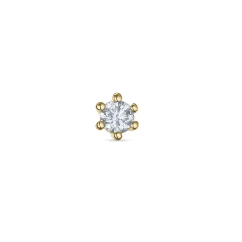 1 x 0,04 ct solitaire oorbel in 14 karaat goud met diamant