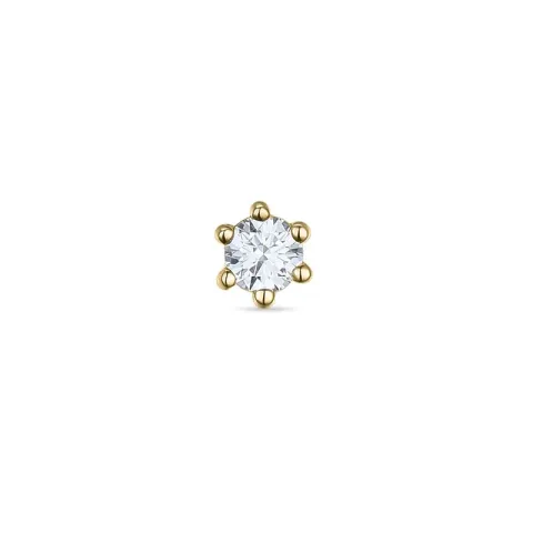 1 x 0,05 ct solitaire oorbel in 14 karaat goud met diamant 