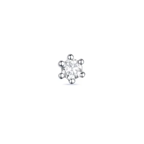1 x 0,05 ct solitaire oorbel in 14 karaat witgoud met diamant 