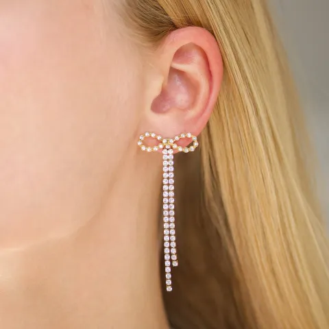 waterproof strikje zirkoon ketting oorbellen in verguld staal - OCEANA