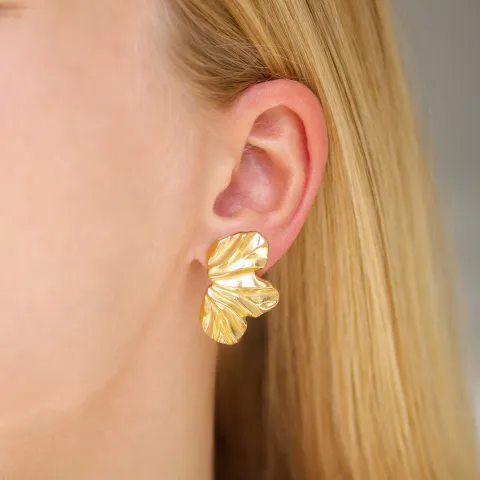 waterproof bloem oorbellen in verguld staal - OCEANA