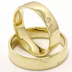 Elegant trouwringen in 14 karaat goud 0,025 ct - set