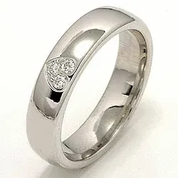 hart trouwring in 14 karaat witgoud 0,075 ct