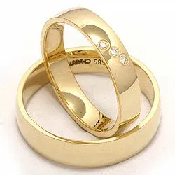 diamant trouwringen in 14 karaat goud 0,03 ct - set