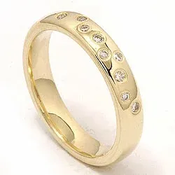 sterrenstof trouwring in 14 karaat goud 0,126 ct
