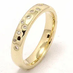 sterrenstof trouwring in 14 karaat goud 0,126 ct
