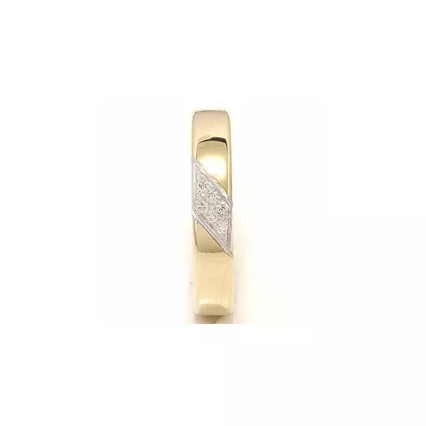 tweekleurige briljant trouwring in 14 karaat goud-en witgoud 0,048 ct