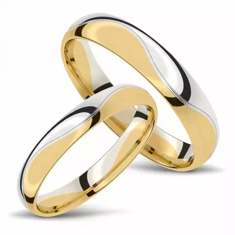 tweekleurige trouwringen in 14 karaat goud-en witgoud - set