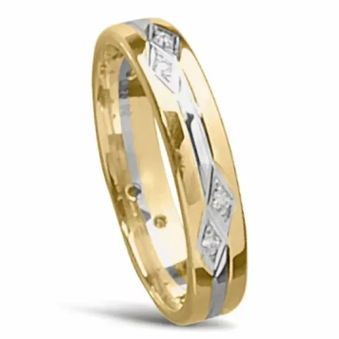 tweekleurige patronen trouwring in 14 karaat goud-en witgoud 0,008 ct