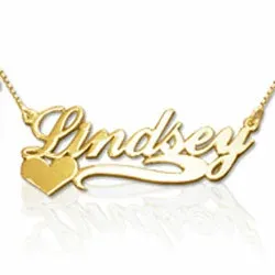 Naamkettingen met hanger in verguld zilver