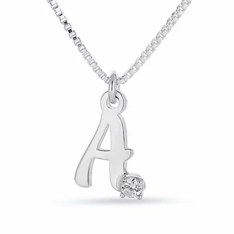 diamant letter Naamkettingen met hanger in zilver met 1 briljantgeslepen diamanten in Wesselton/si