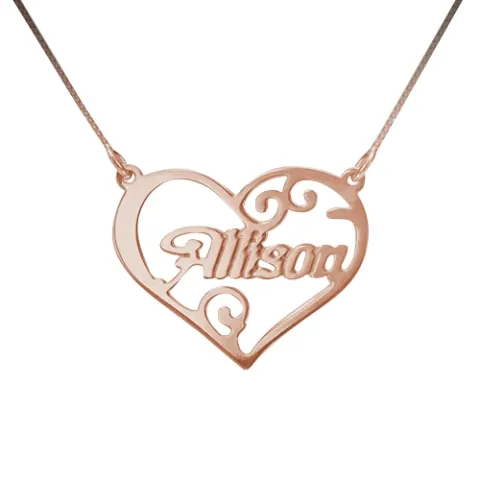 Naamkettingen met hanger in zilver met een roze coating