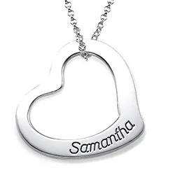 Hart Naamkettingen met hanger in zilver