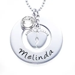 Rond Naamkettingen met hanger in zilver