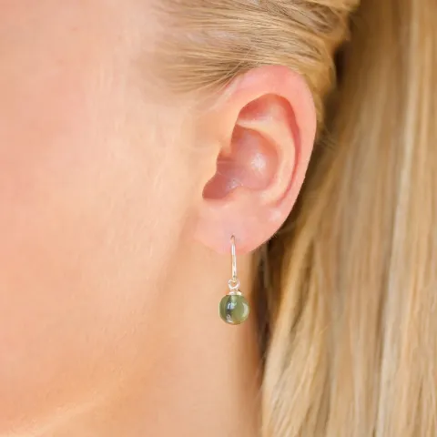 oorbellen in 9 karaat goud met groen kristal