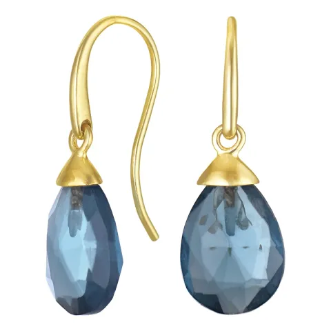 oorbellen in 9 karaat goud met donkerblauw kristal