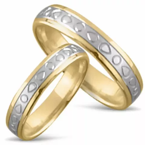 Tweekleurige trouwringen in 14 karaat goud-en witgoud - set