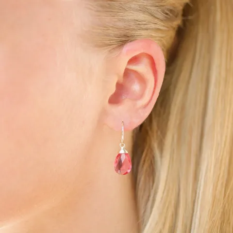oorbellen in 9 karaat goud met pink kristal