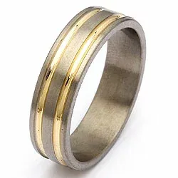 Trouwring in titanium en goud