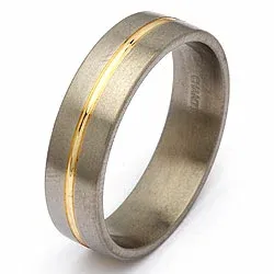 Trouwring in titanium en goud