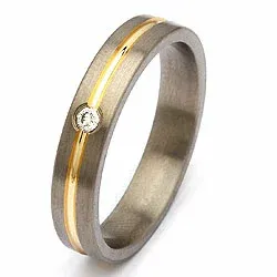 Trouwring in titanium en goud 0,04 ct