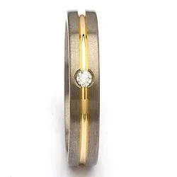 Trouwring in titanium en goud 0,04 ct