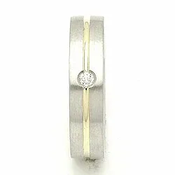 Trouwring in zilver en 14 karaat goud 0,040 ct