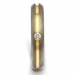 Trouwring in titanium en goud 0,030 ct