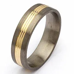 Trouwring in titanium en goud